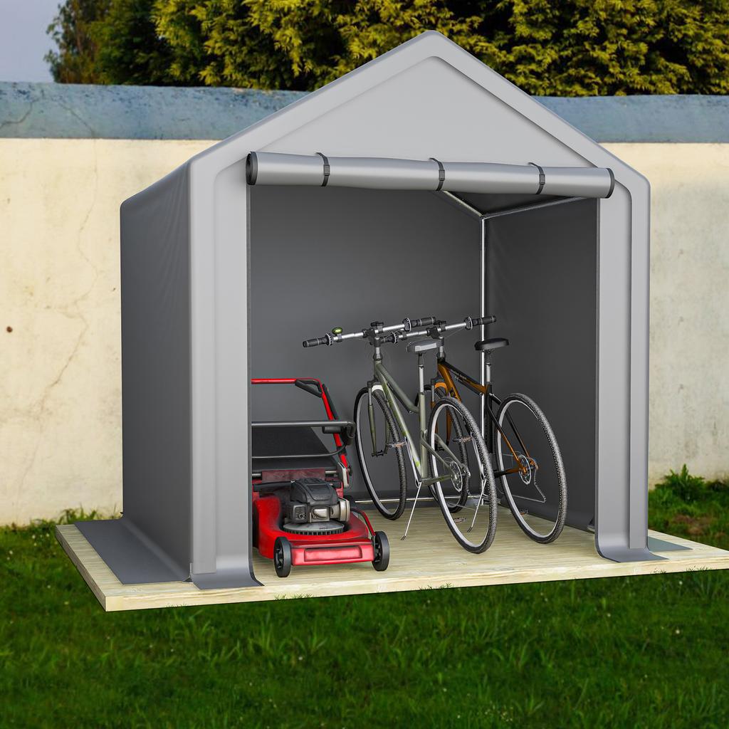 Tool Shed 190x170x200cm, Bicycle Garage, Tool Shed, Garage Tent, Garden House Storage Tent Bicycle Shed Tool Tent Storage Garage, dark grey