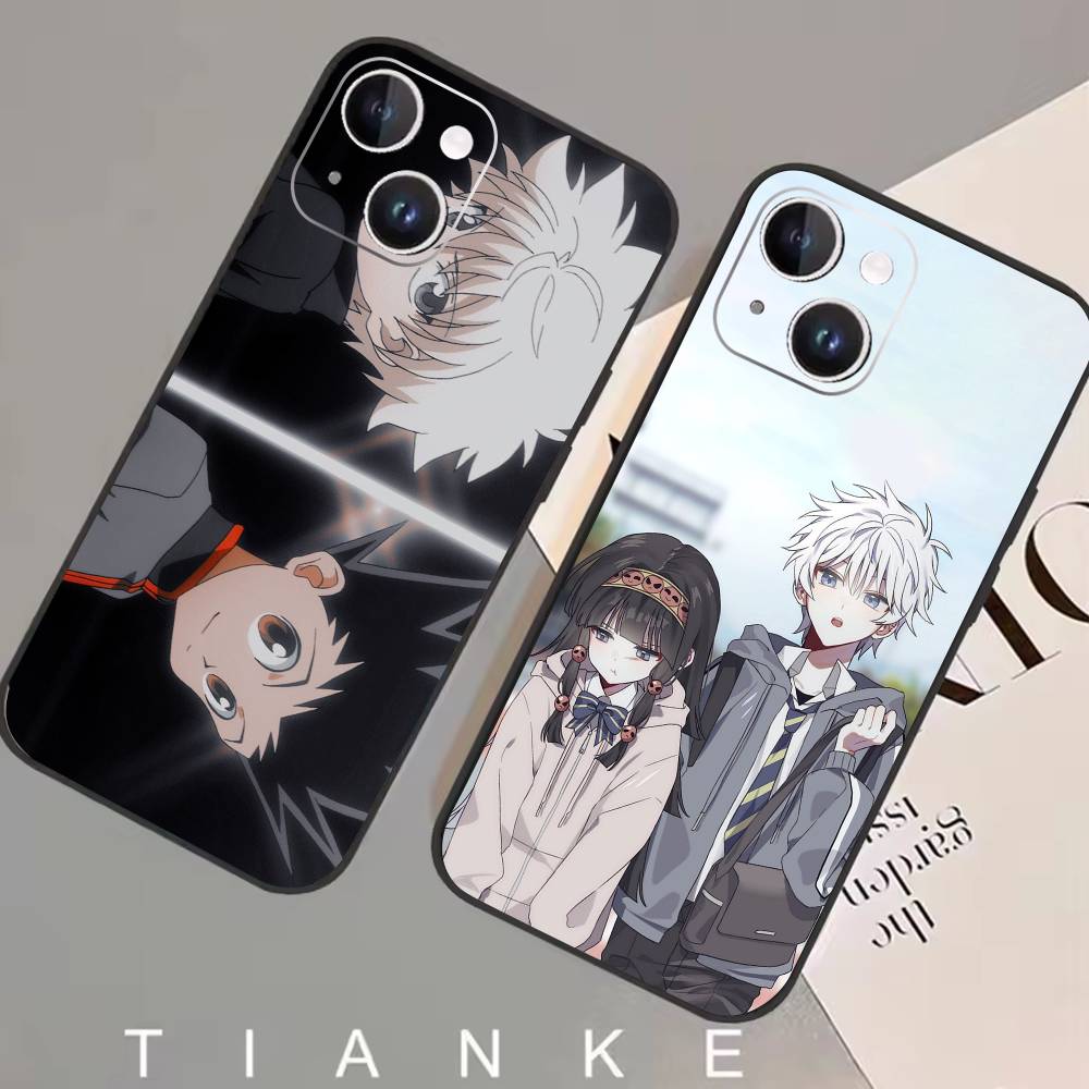 F-Киллуа Зольдик H-Hunter X Hunter Чехол для телефона iPhone17,16,15,14,13,12 Plus,Max Мягкий силиконовый Черный чехол