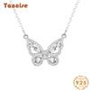 Tancise S925 Sterling Silver Luxury Hollow Butterfly Necklace Female Ins Cold Wind Joker Clavicle Chain Valentine's Day Gift.