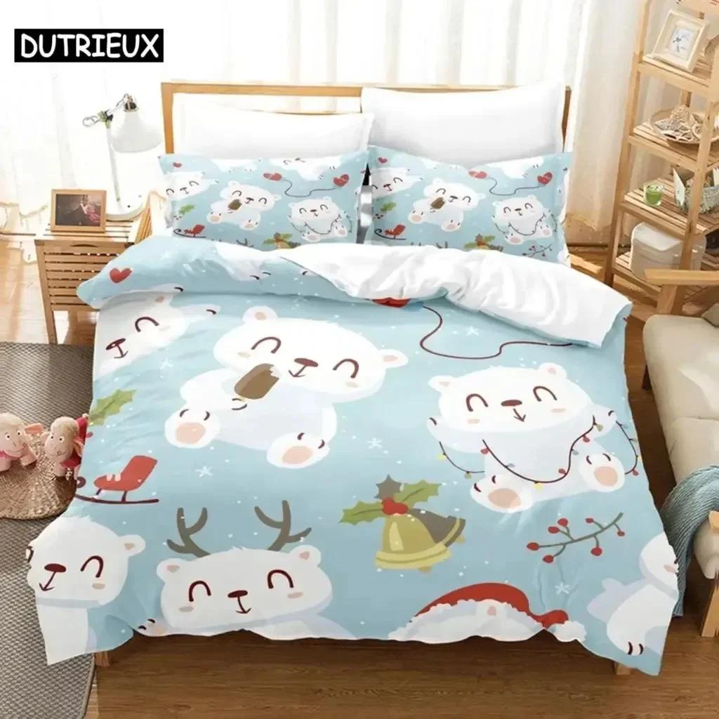 Luxury New 3D Print Christmas Duvet Cover Set King Size Single Double Bed Queen Full Blue Quilt Case Linen Twin Bedding Sets