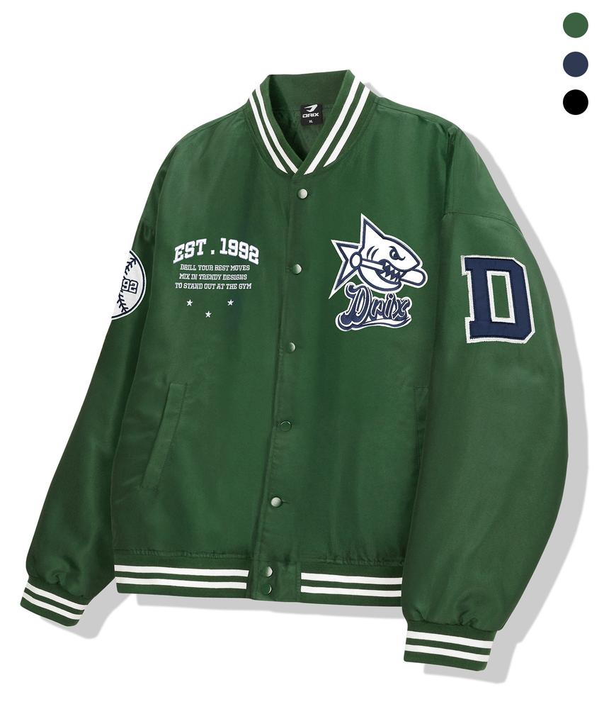 Университетская куртка Drix с нашивкой-логотипом акулы_Зеленая