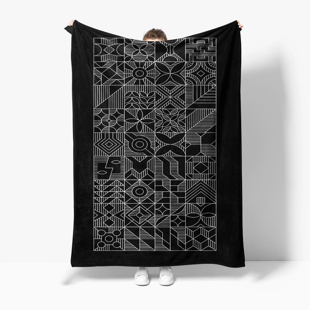 Abstract Geometric Print Fleece Blanket Throw Soft Warm Decorative Sofa Bed Cover Gift