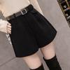Shorts Women's High Waist Thick Casual Slim Tweed Wide-leg Pants