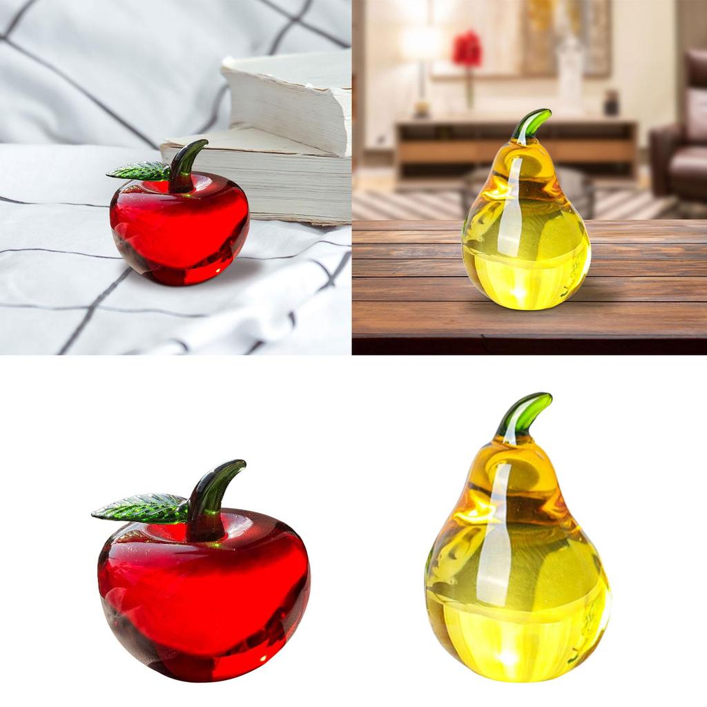 Fruit Statue Sculpture Glass Crafts Gifts Ornament Coffee Table Embellishment Desktop Decoration for Car Dashboard Bedroom