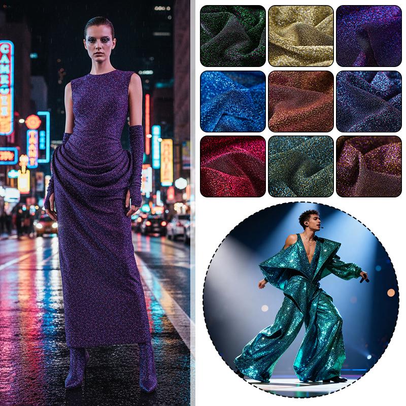 Elastic Glitter Fabric Starry Sky Soft Shiny Yarn Fabric Diy Sewing Dress Skirt Doll Clothes Stage Costume Background Decor