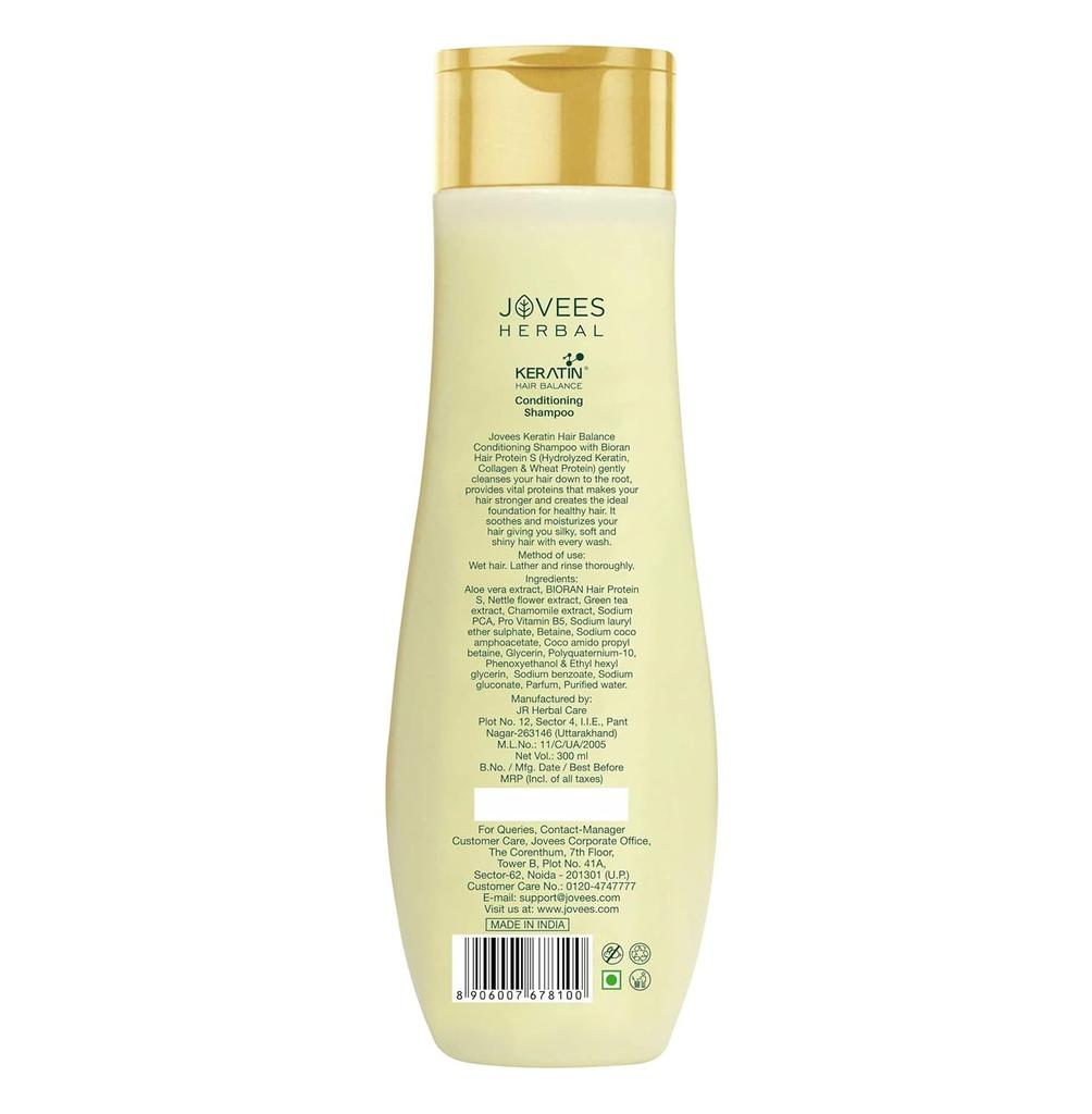 Jovees Herbal Keratin Hair Balance Conditioning Shampoo 150 ml For Thin Hair Anti-Breakage Volumizing Care