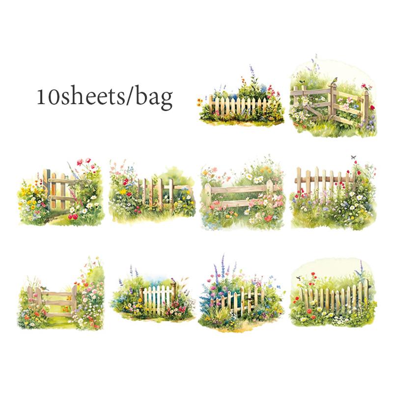 10 листов/пакет Набор наклеек Садовый ландшафтный дизайн Справочник Канцелярские товары DIY и Скрапбукинг Чехол для телефона Дневник Украшение