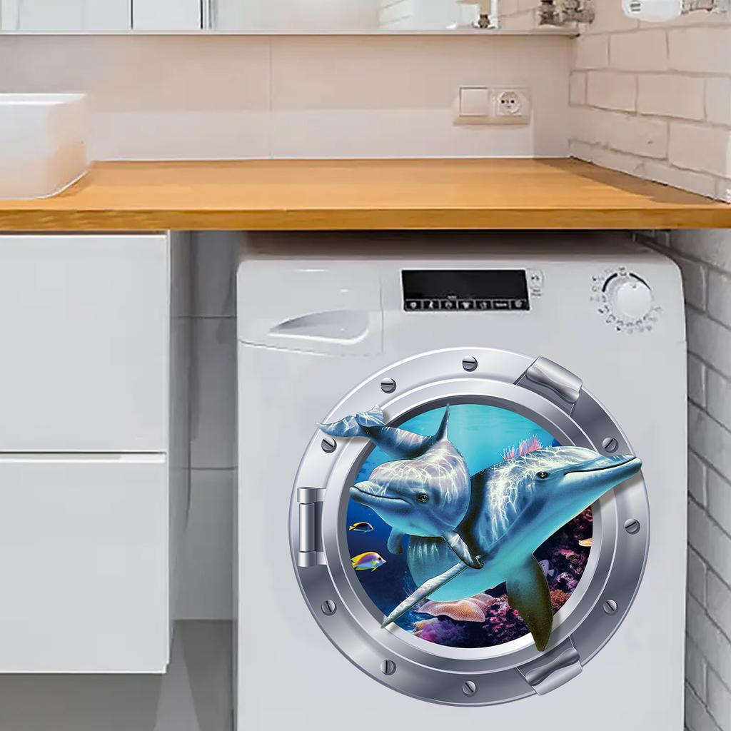Watercolor Cute Marine Animal Furniture Stickers for Wall Bathtub Washing Machine Decoration for Bedroom Living Room Wall Decals
