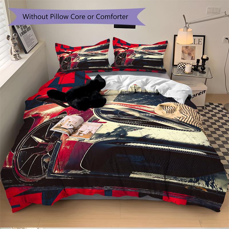 3pcs Racing Car Bedding Set. Soft and Comfortable with No Core Included (1x Duvet Cover + 2x Pillow Covers) yy251031097