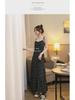 2024 Black Floral Chiffon Suspender Dress: Slim, Elegant Long Skirt for Women - Perfect for Spring and Summer