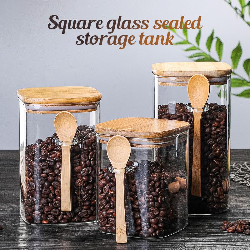 Hermetic Containers for Food Storage Pots Glass Jar With Lid Sealed Container Sugar Tea Coffee Cans Kitchen Seasoning Bottle