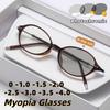 Fashionable Oval-Frame Photochromic Myopia Glasses High Definition Eye Protection Anti-Blue Light Eyewear Diopter 0 To -4.0