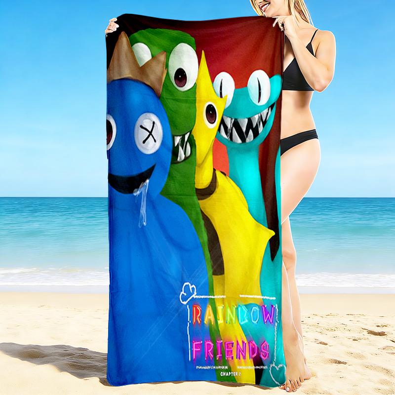1Pc Rainbow Friends Adventure Beach Towel, Quick Dry, Multi-Use for Beach Pool Gym Yoga Home Travel, Christmas, Halloween, Xmas Gift Em92827