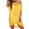 Women Bikini Cover Up Floral Lace Hollow Crochet Tassel Swimsuit Cover-Ups Summer Beachwear Tunic Beach Dress