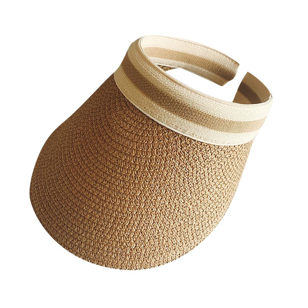 Sun Visor Hats For Women Wide Straw Visors Womens Foldable Beach Visors Summer Roll Up Ponytail Beach Hat