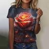 3d Roses Print Women's T Shirts Summer Fashion Short Sleeve Top Oversized Female Clothing Casual Girls Streetwear 2023 New Tees