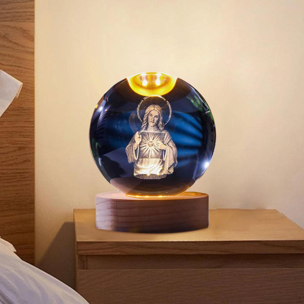 Ball Light with Wooden Stand, Table Ornament for Living Space