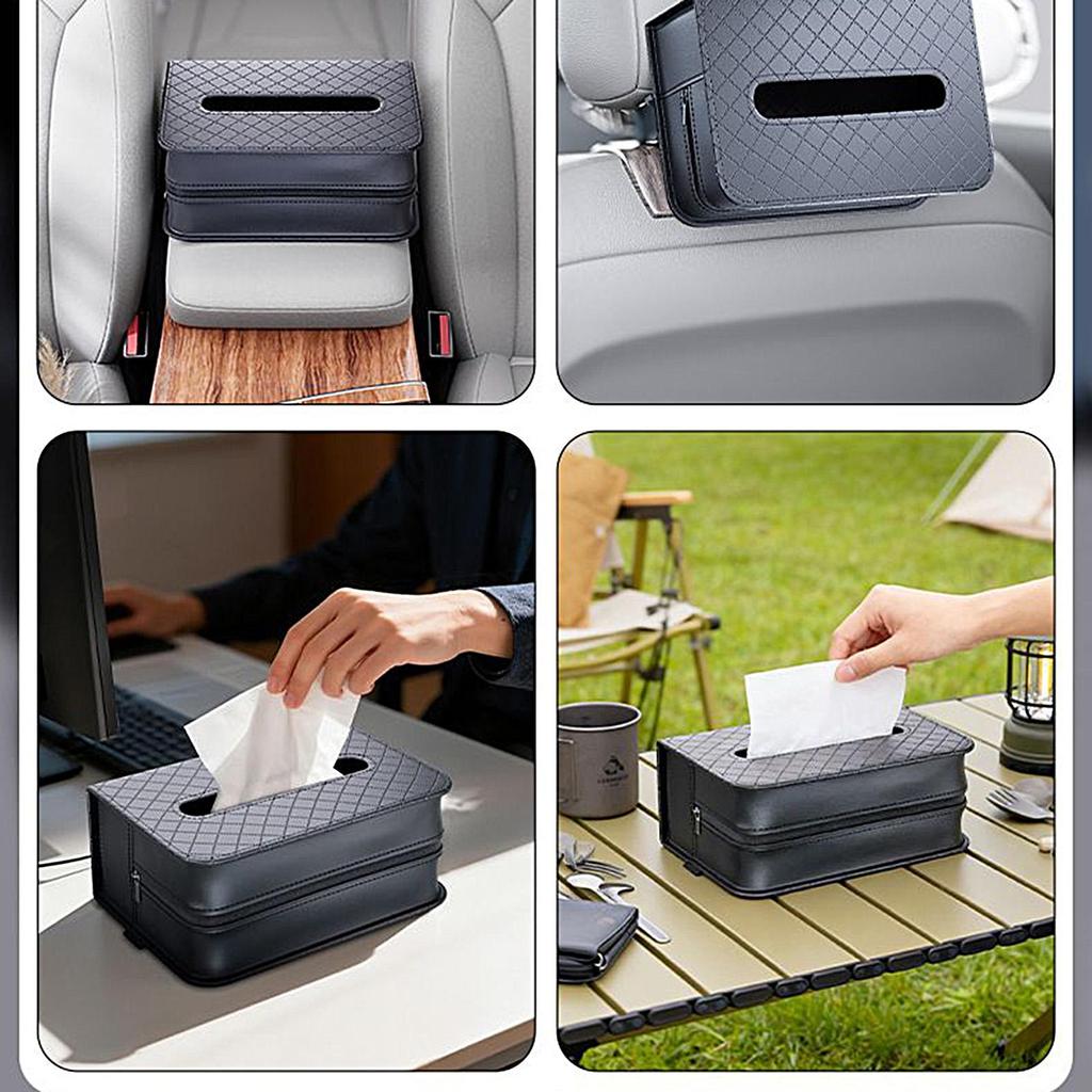Car Tissue Box Large Rectangle PU Leather Home Supplies with Elastic Bands Tissue Box Holder for Home Desk Offices Table Dresser