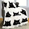 VIKAMA Simple Peeking Cat Flannel Blanket for Spring Picnic Car Travel,Sofa Bed Nook Decor Nap Blanket Holiday Gift