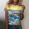 3D Printed Dolphin Wolf T Shirt For Women Marine Life Pattern Short Sleeves Summer Casual O-Neck Tops Tees Loose Women T-Shirts