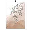 Beige Abstract Line Drawing Leaf Sun Natural Plant Boho Posters And Prints Canvas Painting Wall Art Pictures Living Room Decor