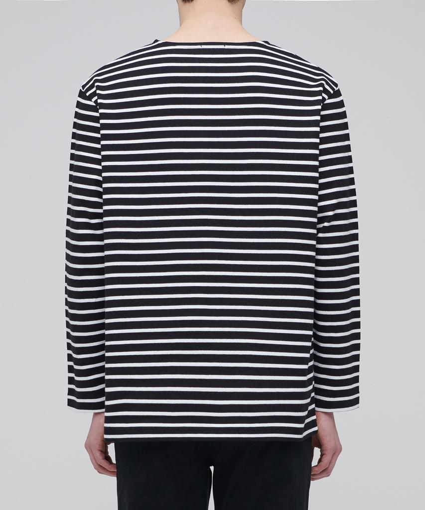 MUSINSA STANDARD Striped Boat Neck Long Sleeve T-Shirt [Black/Ivory]