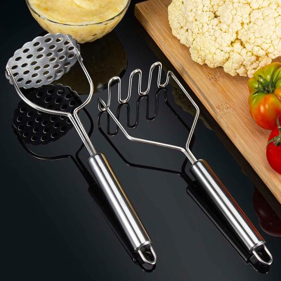 2 шт. Толкатель для картофеля из нержавеющей стали, сверхмощный встроенный кухонный инструмент с эргономичной ручкой для авокадо, фасоли, фруктов и овощей