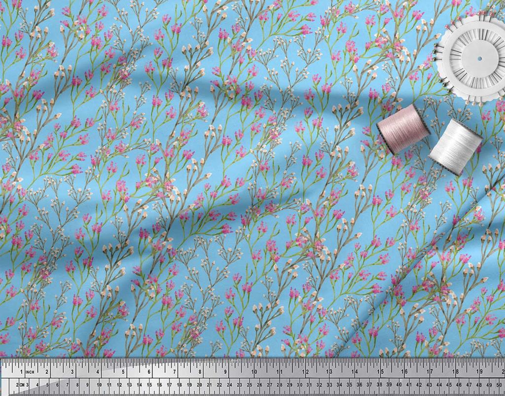 Soimoi Черная полиэстеровая креповая ткань с акварельным принтом «Цветы и бутоны» на метры 42 дюйма