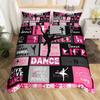 Dance Duvet Cover Set King Size,Ballet Dance Theme Comforter Cover,Ballet Princess Dancer Bedding Set for Girls Bedroom Decor
