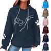 Women's Fashion Loose Dog Print Hooded Jumper Long Sleeve Patchwork Plaid Hoodie Top