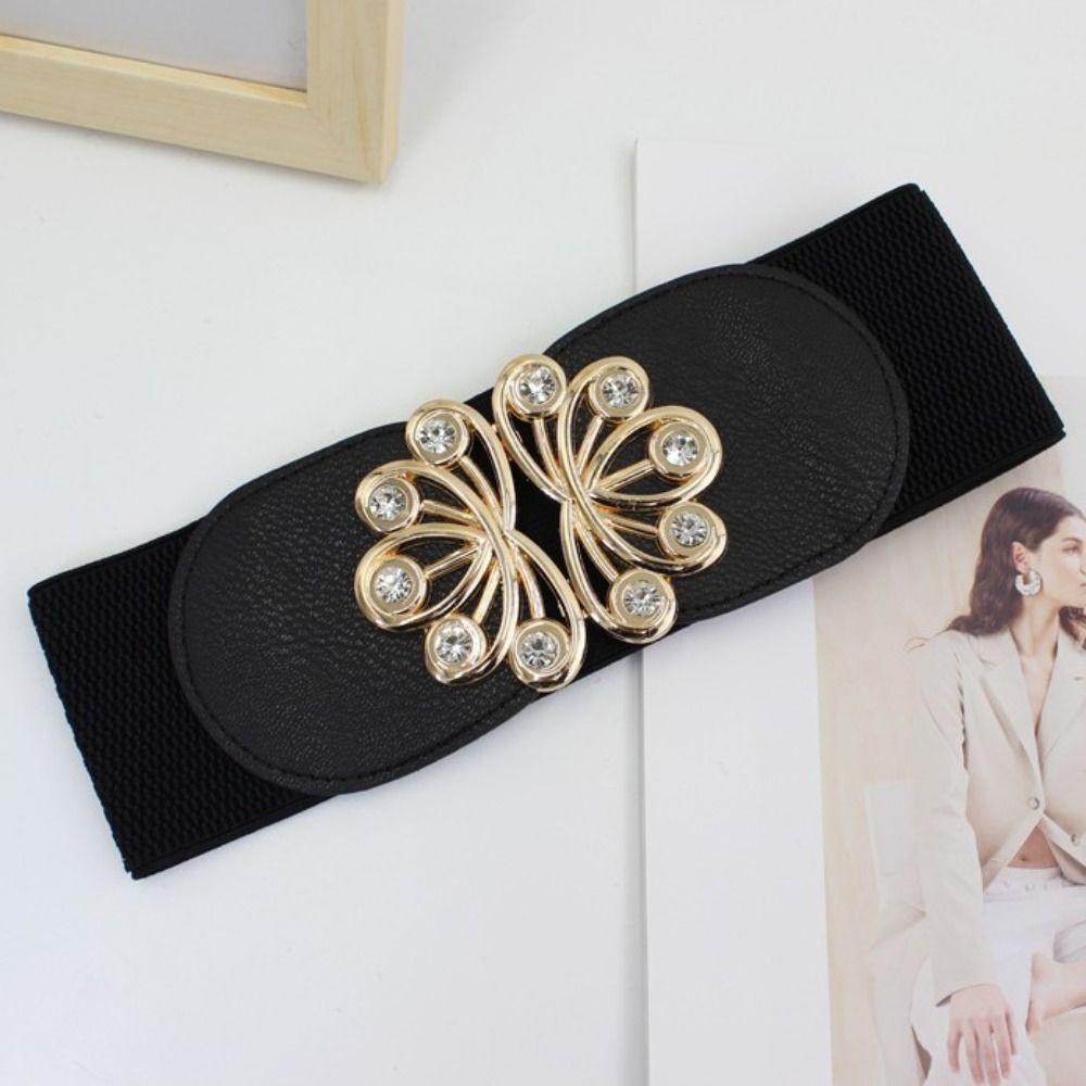 Пояс-резинка большого размера с металлической пряжкой, модный широкий пояс для талии для женщин