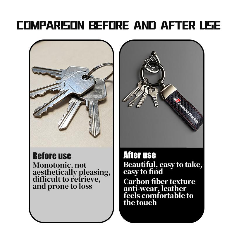 Carbon Fiber Car Logo Key Chains Keyring Emblem Key Rings For Toyota GRsport Hilux Aygo Yaris Corolla Rav4 GR Auris