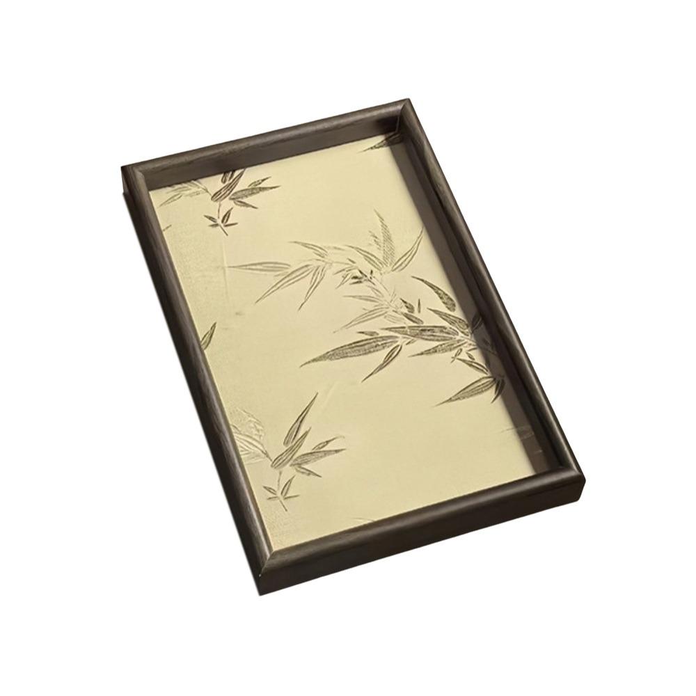 Chinese Style Bamboo Leaf Serving Tray Wooden Jewelry Storage Tray  Living Room