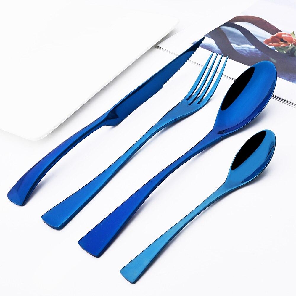 24 шт., блестящий золотой набор столовой посуды, высококлассный набор столовых приборов из нержавеющей стали 304, нож для стейка, вилка, ложка, столовые приборы, кухонная посуда для вечеринки