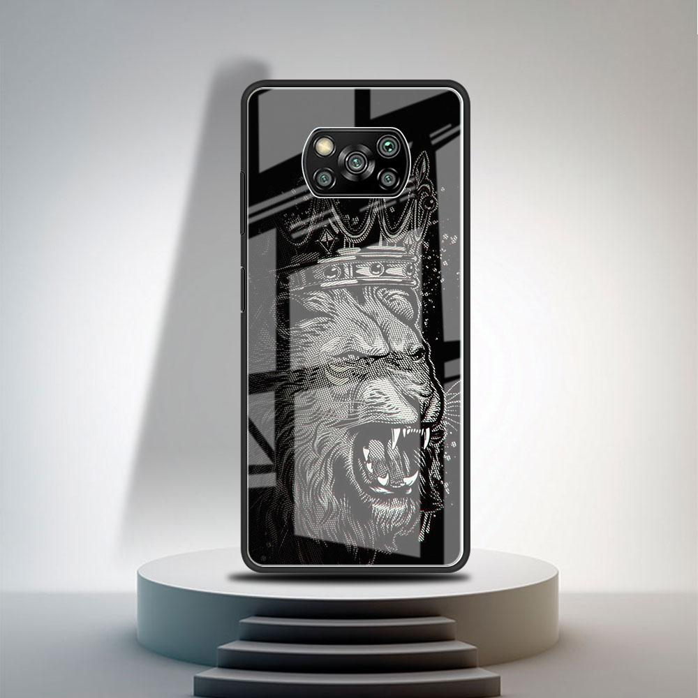 Стеклянный чехол для Xiaomi Poco X3 NFC 11 Lite 11T F3 M3 для Redmi Note 11 10 9 8 Pro 10S 9S 9A 9C, чехол для телефона Лев Волк