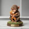 Cute Monkey Figurine Small Baby Monkey Holding Plush Toy Desktop Ornament for Living Room Bedroom Office Table Decor