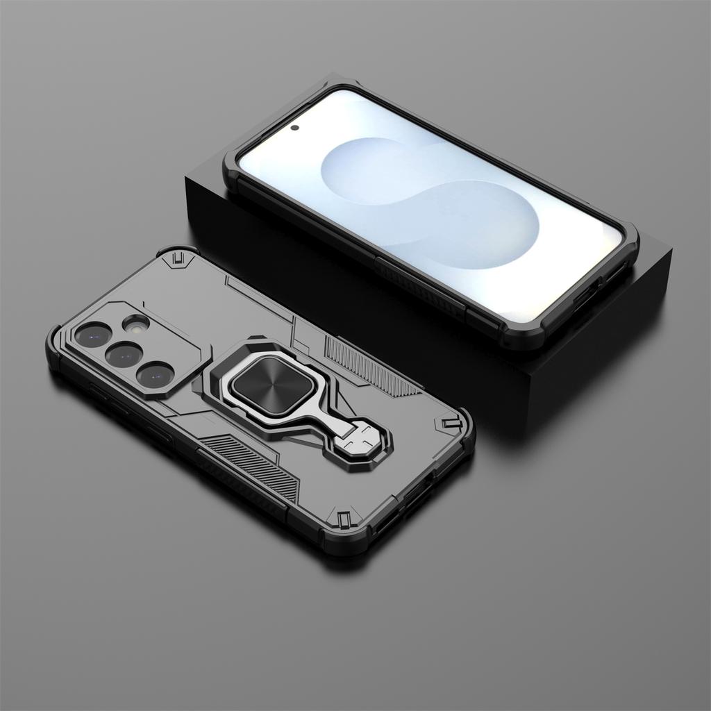 For Samsung Galaxy S25+ Case Rotatable Ring Kickstand PC+TPU Shockproof Phone Cover
