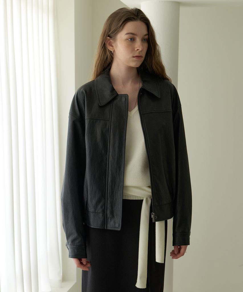 Among A Faux Leather Jumper_Black