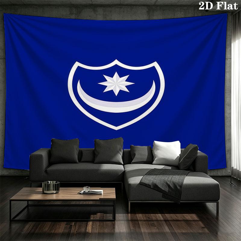 Portsmouth Football Club Wall Tapestry Aesthetic Wall Hanging Printed Fabric Blanket Decorative Tapestries for Bedroom Living Room Home Decor