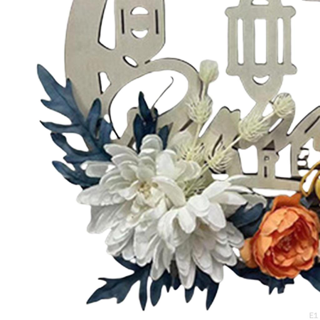 Ид Рамадан Мубарак Венок Искусственный AL Fitr 30 см Деревянный Подвесной Знак для Крыльца