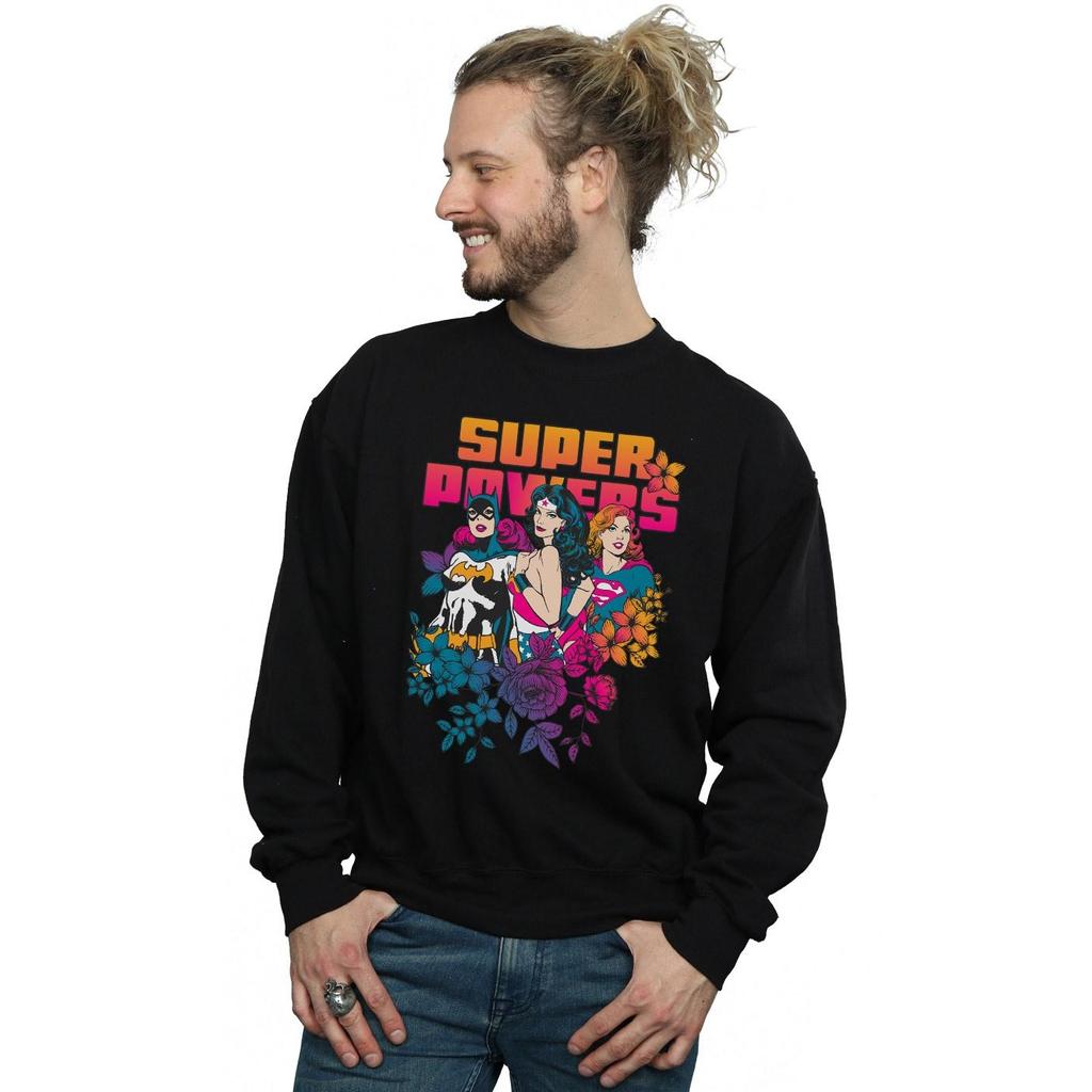 DC Comics Mens Super Powers Neon Floral Sweatshirt