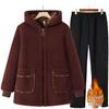 Mom's Plus Size Hooded Fleece-Lined Winter Coat for Middle-Aged and Elderly Women - Lambswool Padded Jacket