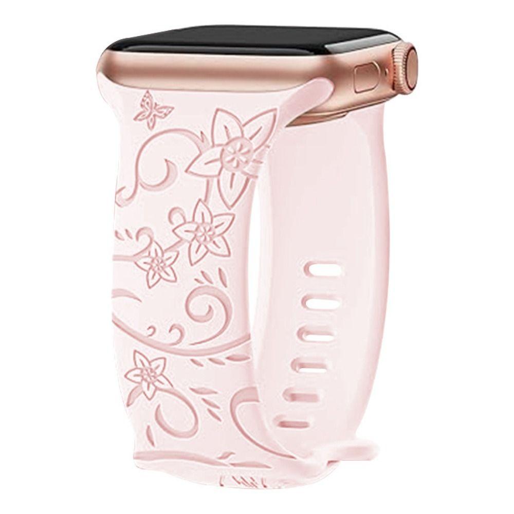 38/40/41 мм силиконовый браслет для Correa Iwatch Series цветочный гравированный браслет элегантный ремешок