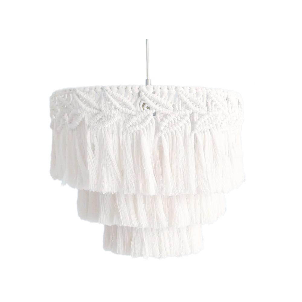 Handwoven Woven Tapestry Lampshade Exquisite Classic Macrame Tassel Lamp Shade Creative Vintage Hanging Light Cover Living Room