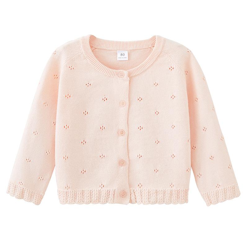 Spring and Autumn Children's Knitted Cardigan Jacket Girls Sweater Cardigan Hollow Thin Style
