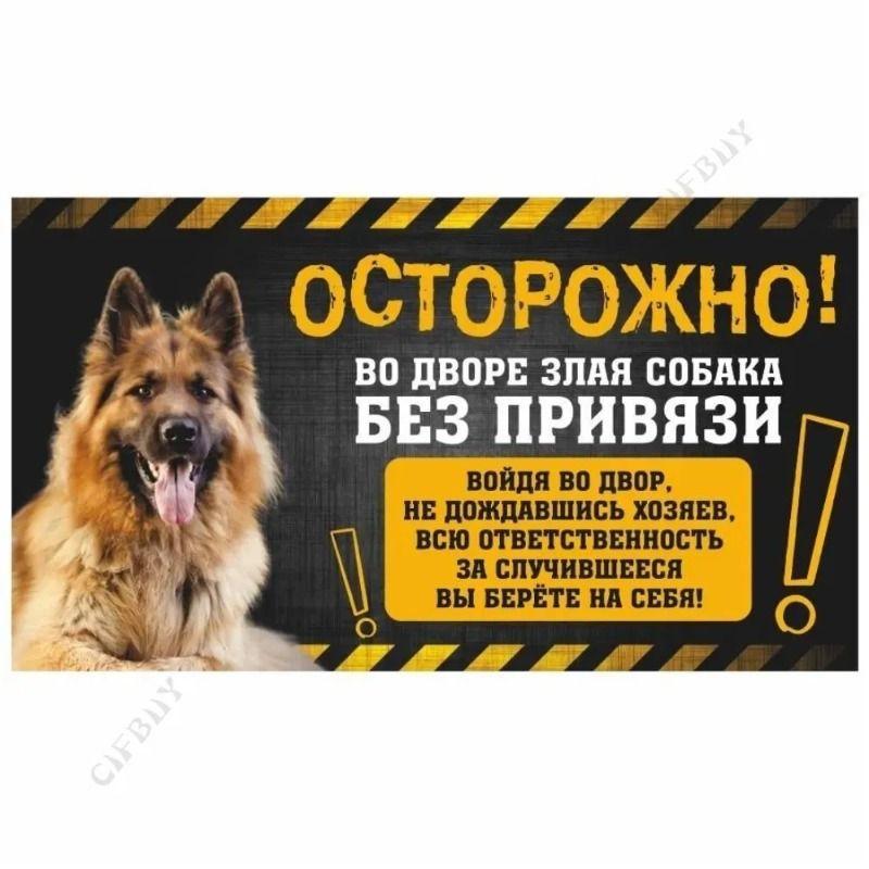 Осторожность! Собака во дворе без поводка, Акита-ину, Забавная табличка, 20x30 см