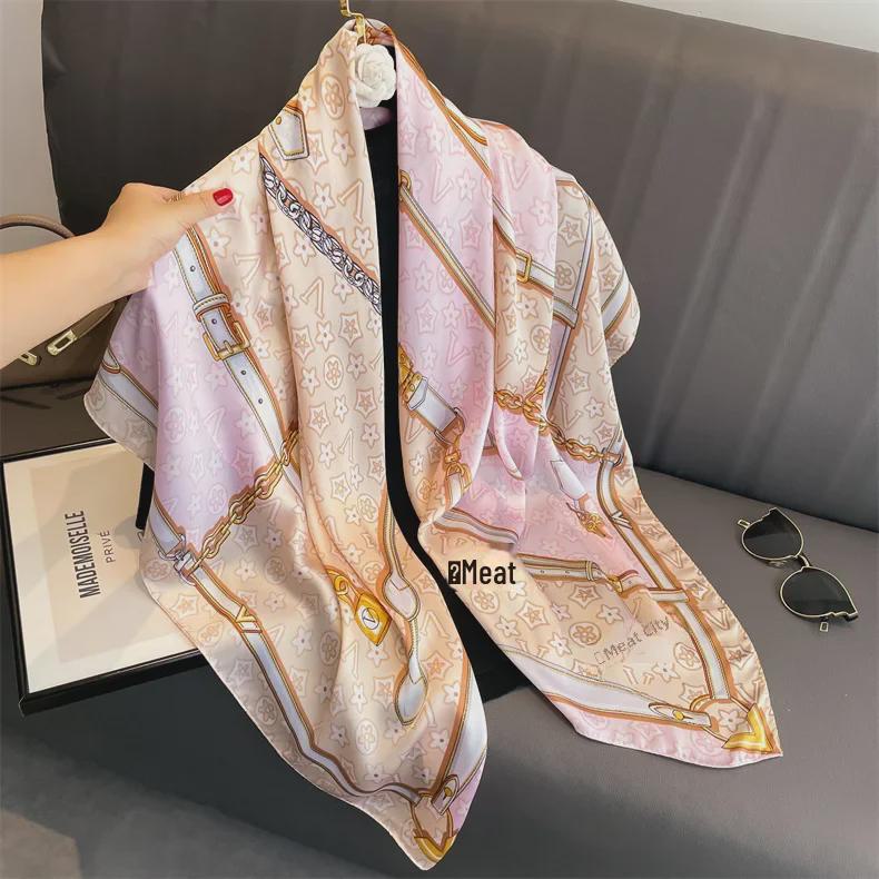 Элегантная шелковая шаль с принтом: Универсальный женский модный шарф для защиты от солнца