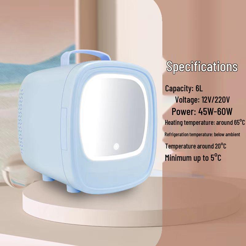 Мини Портативный Двухрежимный Автомобильный и Домашний Холодильник с Зеркалом для Макияжа