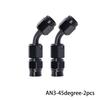 Фитинг для шланга PTFE AN3 Прямой/45/90 Градусов Черный для шланга PTFE Универсальный Алюминиевый 2 шт.