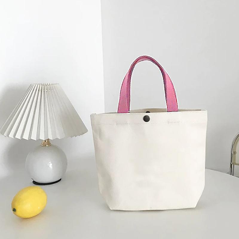 Make Hand-Held Canvas Bag Plus Snap Button Student Casual Shoulder Bag Shopping Bag